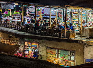 People in a restaurant in Masouleh.